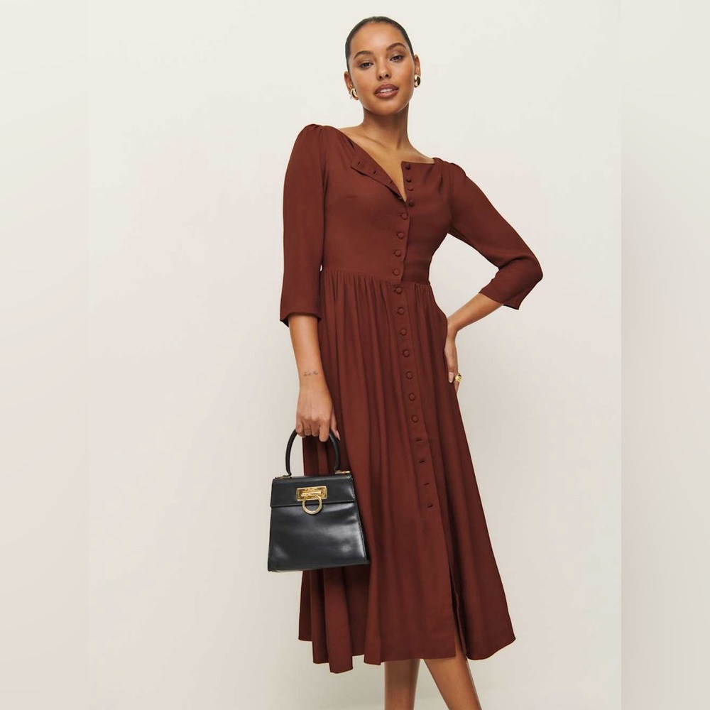 Reformation Adair Dress in Fig Jam - Picture 3 of 7